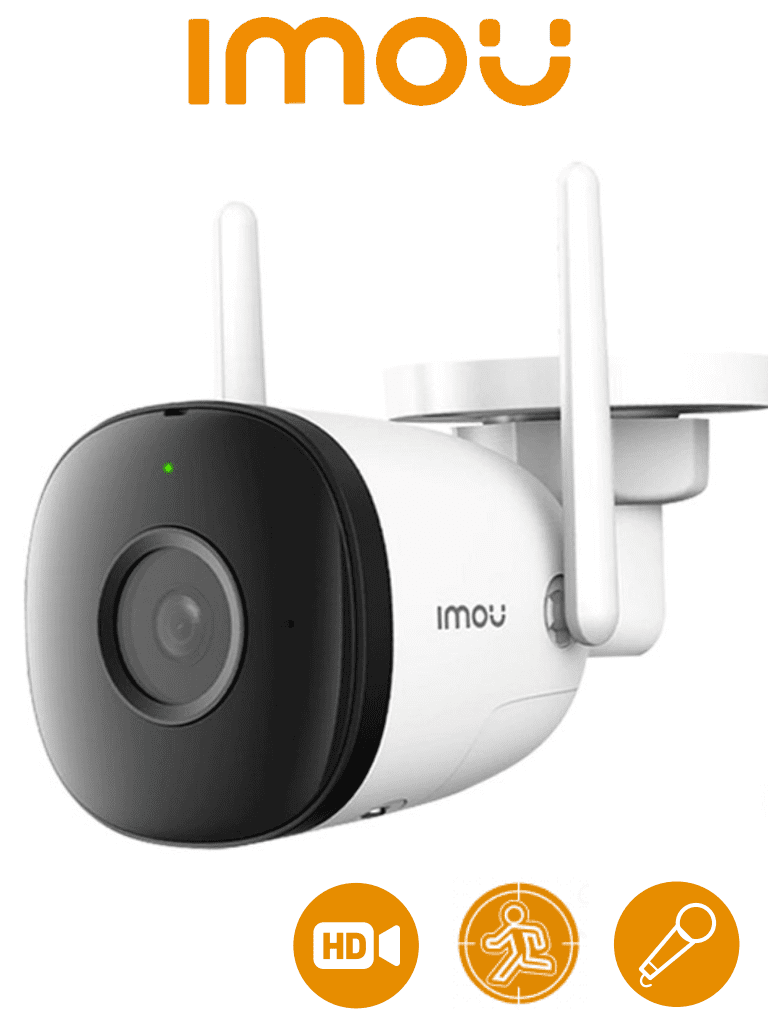 Cámara IP Bullet Wifi IMOU Bullet 2C (2 Megapíxeles) / Micrófono Integrado/ 102 Grados de Apertura/ H.265/ Lente de 2.8mm/Detección de Humanos (Evita Falsas Alarmas) / IR de 30 Metros/ IP67/ Ranura para MicroSD