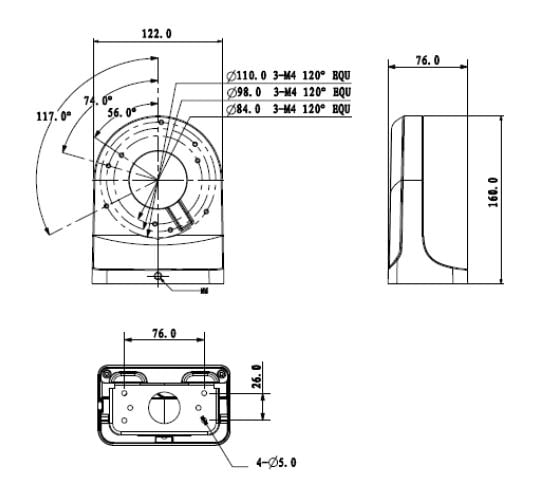 Brazo de pared para cámaras domo DAHUA PFB203W - DAHUA / HDW2120 / 2220 / 2221RZ / HDW1000 / 1100R / HDW1120 / 1220 / 1320S / HDW2120