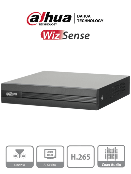 DVR de 8 Canales DAHUA 5 Megapíxeles Lite/ WizSense/ Cooper-I/ H.265+/ 8 Canales+4 IP o Hasta 12 Ch IP/ 8 Canales SMD Plus/ Búsqueda Inteligente (Humanos y Vehículos)