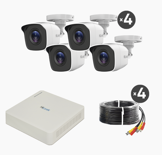 KIT 4 Cámaras de Seguridad TurboHD (Hilook) 720p / 1 Megapíxel (HD) / No incluye disco duro