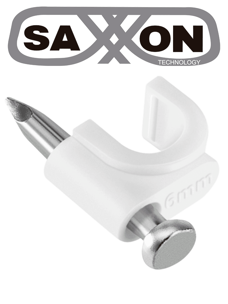 Bolsa de 50 grapas de pared SAXXON/ Color blanco/Diámetro: 6mm / Con clavo de 3/4 para concreto de alta resistencia