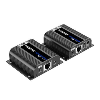 Kit Extensor HDMI EPCOM TITANIUM para distancias de 50 metros / Soporta resoluciones 4K / Cat 6, 6a y 7 / Salida Loop en el Tx para visualización local / Configuración EDID / Soporta control remoto del equipo fuente / Alimente solo el Tx