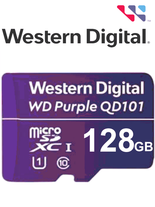 Memoria microSD de 128GB PURPLE WD, Especializada Para Videovigilancia