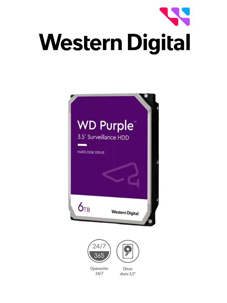 Disco Duro 6 TB WD Purple - Diseñado para Videovigilancia DVR / NVR