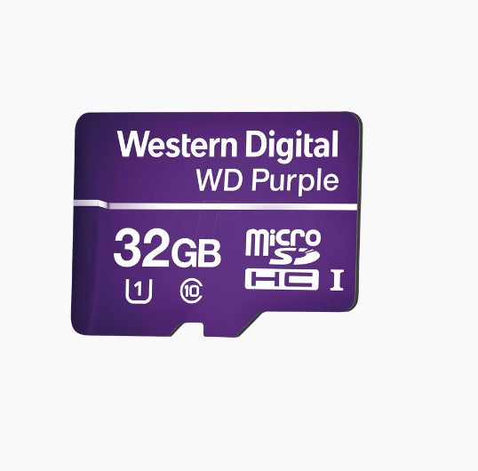 Memoria microSD de 32GB PURPLE WD, Especializada Para Videovigilancia